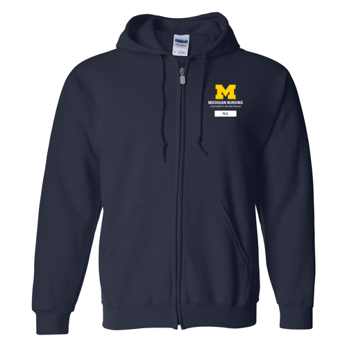 Gildan Full Zip Hooded Sweatshirt -- Navy, Ph.D.