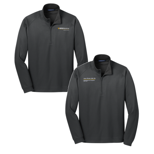Port Authority Vertical Texture Quarter Zip Pullover -- Iron Grey / Black
