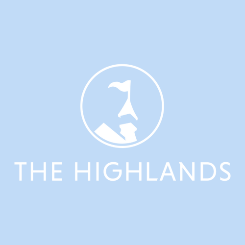 The Highlands Logo 1 White Ink -- Short Sleeve Light Blue