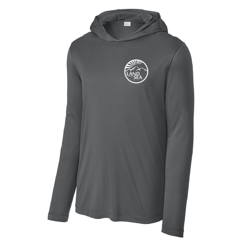 Sport-Tek Posi-UV Pro Long Sleeve Hooded Tee -- Dark Smoke Grey