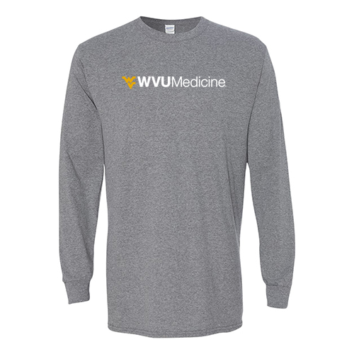 Screen Printed Gildan Heavy Cotton Long Sleeve Basic T-Shirt -- Graphite Heather