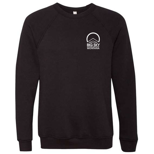 Big Sky Montana Logo 2 White Ink -- Crewneck Sweatshirt Black