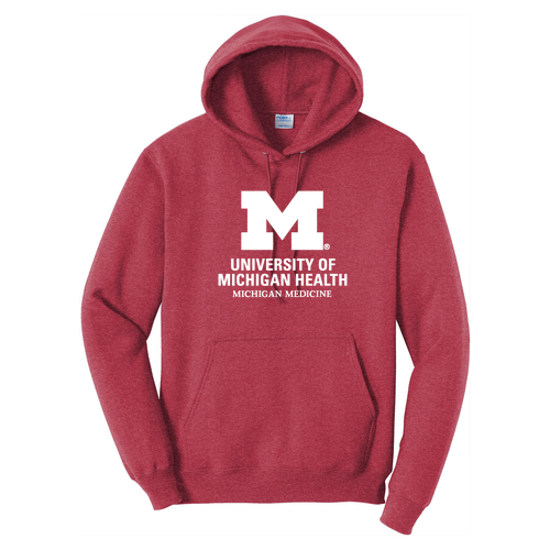 Mens/Unisex Port and Company Fleece Pullover Hooded Sweatshirt -- Heather Red