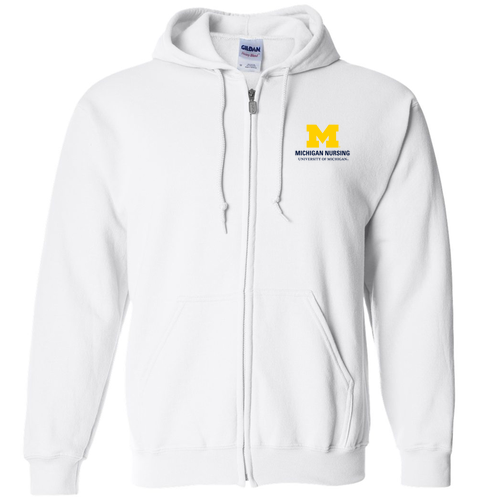 Mens/Unisex Gildan Full Zip Hooded Sweatshirt -- White