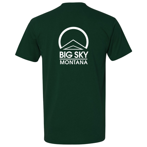 Big Sky Montana Logo 2 White Ink -- Short Sleeve Forest Green