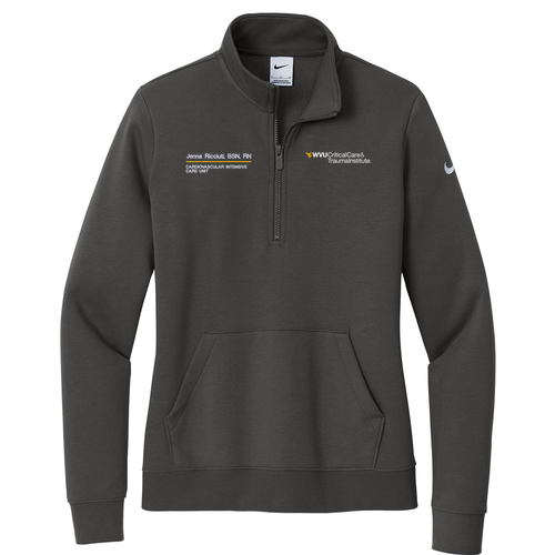 Nike Ladies Club Fleece Sleeve Swoosh 1/2 Zip -- Anthracite