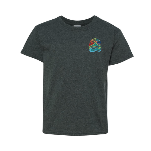 Gildan Heavy Cotton Basic Youth T-Shirt Front & Back -- Dark Heather