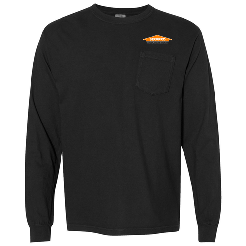 Comfort Colors Adult Long Sleeve Pocket Tee -- Black