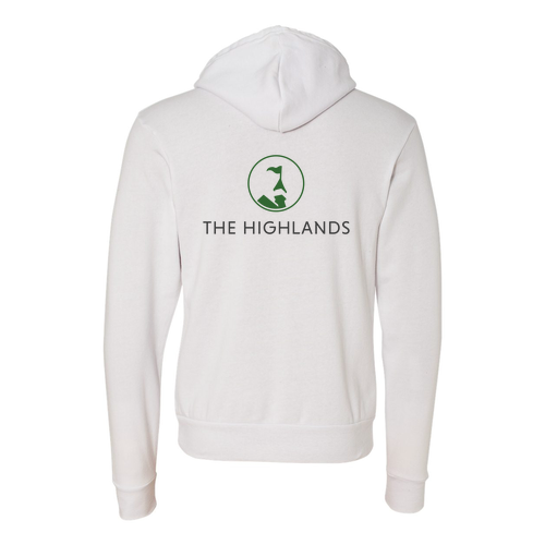 The Highlands Logo 2 Green Ink -- Pullover Hooded Sweatshirt White