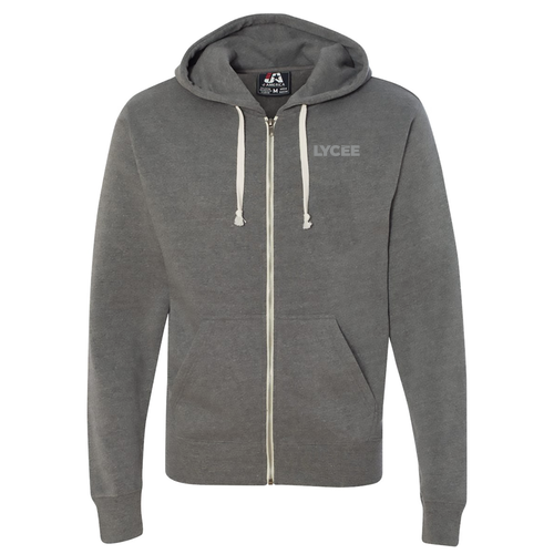J America Triblend Hooded Full Zip Sweatshirt -- Smoke Triblend