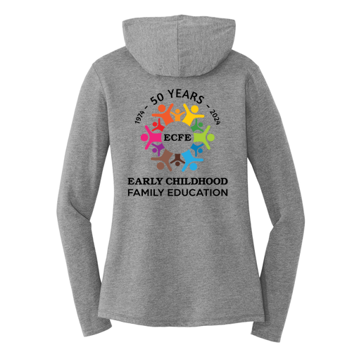 District Made Ladies Perfect Tri Long Sleeve Hoodie T-Shirt -- Grey Frost