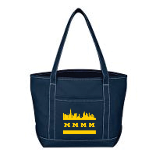 Medium Cotton Canvas Yacht Tote Bag -- Navy Blue