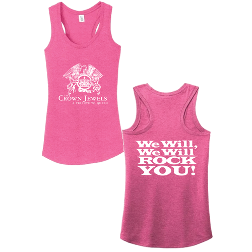 District Made Ladies Perfect Tri Racerback Tank -- Fuchsia Frost