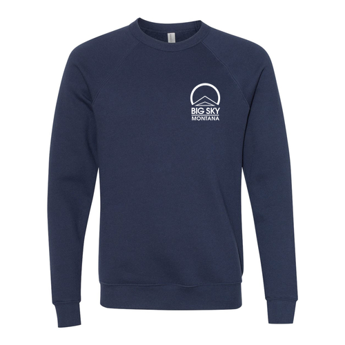 Big Sky Montana Logo 2 White Ink -- Crewneck Sweatshirt Navy