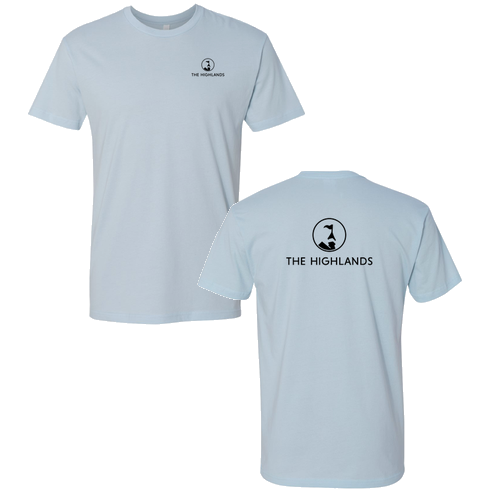 The Highlands Logo 2 Black Ink -- Short Sleeve Light Blue