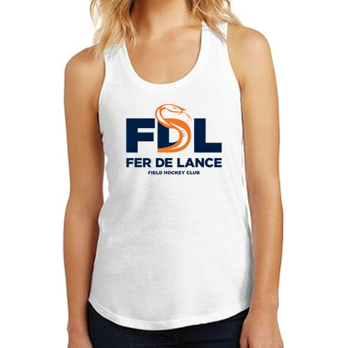 Ladies District Made Soft Perfect Tri Racerback Tank -- White, U14