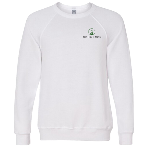 The Highlands Logo 2 Green Ink --  Raglan Sweatshirt White
