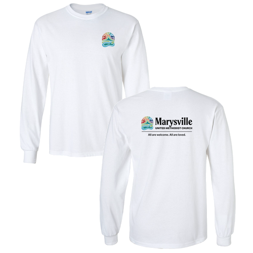 Gildan Ultra Cotton Longsleeve Basic T-Shirt Front & Back -- White