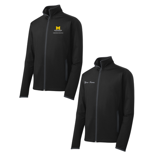 Mens/Unisex Sport-Tek Sport Wick Stretch Contrast Full Zip Jacket -- Black / Charcoal Grey