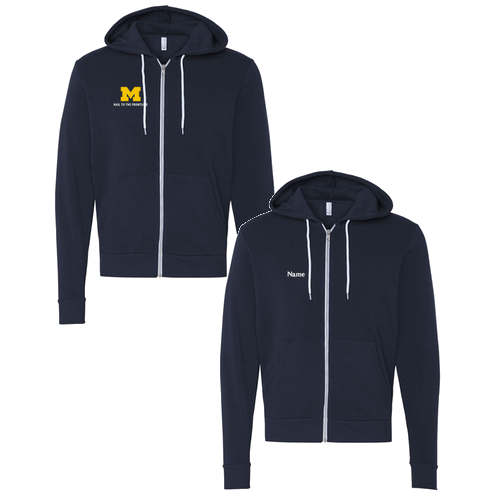 Mens/Unisex Bella Canvas Soft Full-Zip Hooded Sweatshirt -- Navy