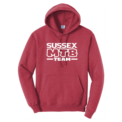Port and Company Core Fleece Pullover Hooded Sweatshirt -- Heather Red