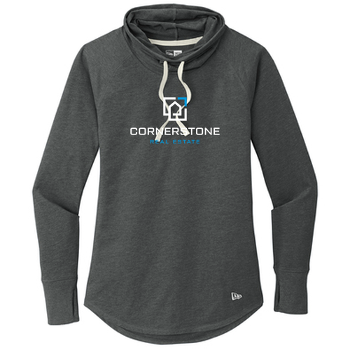 New Era Ladies Sueded Cotton Blend Cowl Tee -- Black Heather