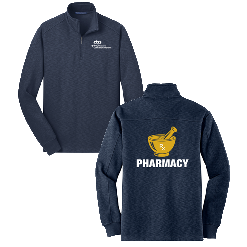 Screen Printed Port Authority Slub Fleece Quarter Zip Pullover -- Navy