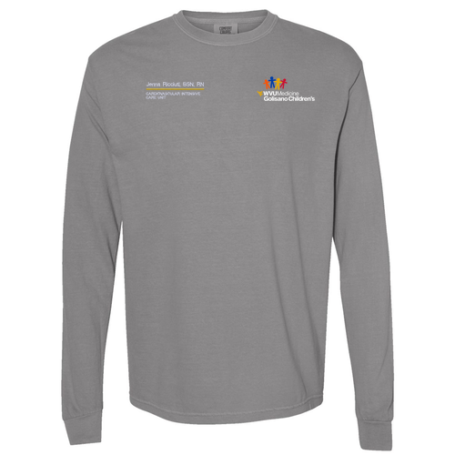 Embroidered Comfort Colors Unisex Garment-Dyed Heavyweight Long Sleeve T-Shirt -- Grey