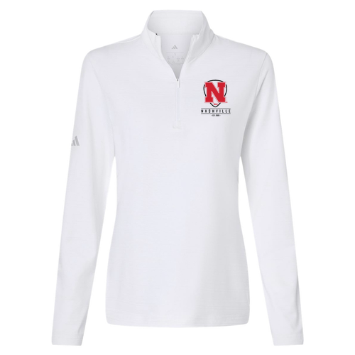 Adidas Women's Textured Stripe Quarter-Zip Pullover -- Embroidered White