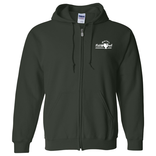 Full Zip Hooded Sweatshirt -- Forest Green
