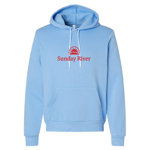 Sunday River Logo 1 Red Ink -- Pullover Hooded Sweatshirt Carolina Blue
