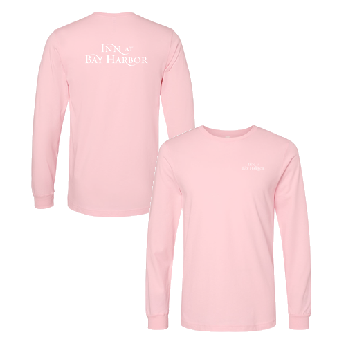 Inn at Bay Harbor 1 color White left chest/back Long Sleeve Crew -- Pink