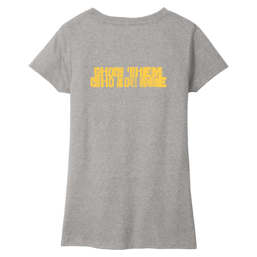 District Womens Re-Tee V-Neck (Show Them) -- Light Heather Grey