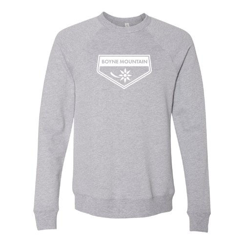 Boyne Mountain Logo 1 White Ink -- Crewneck Sweatshirt Athletic Heather