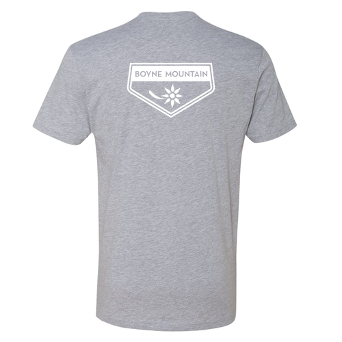 Boyne Mountain Logo 2 White Ink -- Short Sleeve Heather Grey