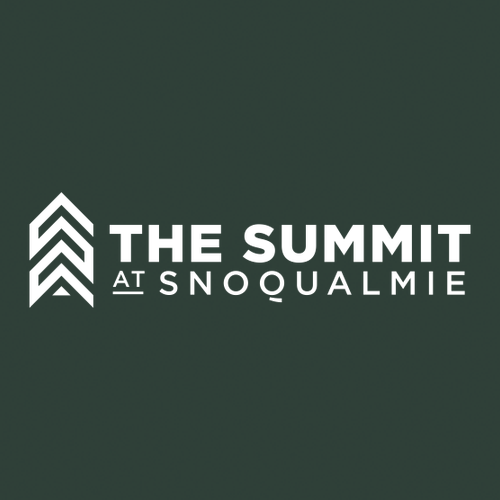 The Summit at Snoqualmie Logo 2 White Ink -- Short Sleeve Forest Green