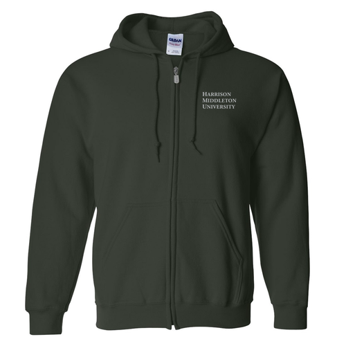 Gildan Full Zip Hooded Sweatshirt -- Forest Green