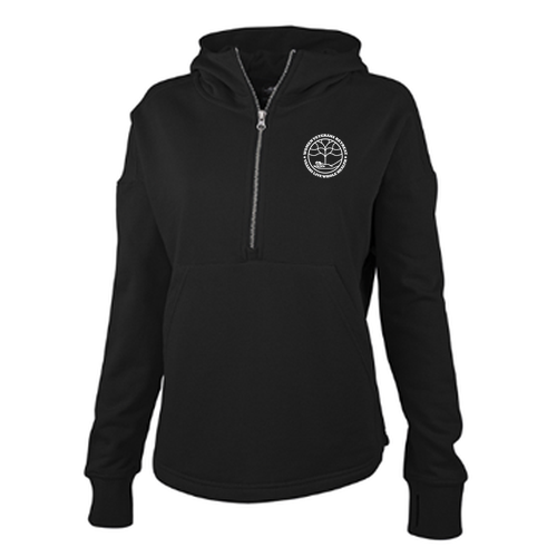 Ladies Charles River Willow Scallop Hem Hoodie -- Black