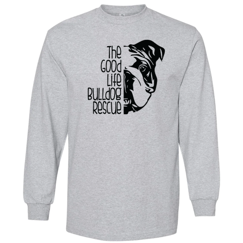 Good Life Bulldog Rescue Long Sleeve Tee -- Heather Grey
