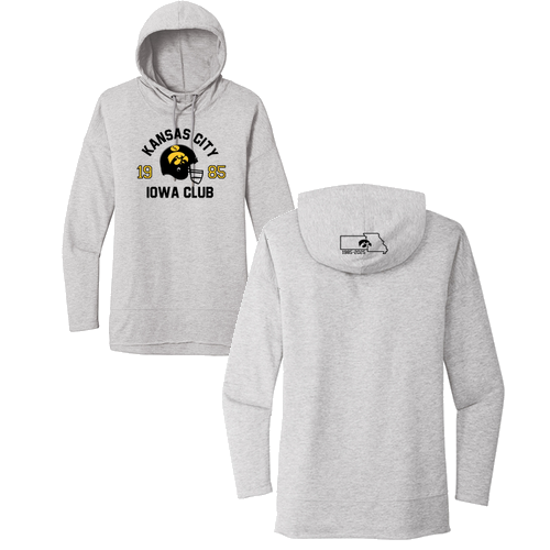 District Womens Featherweight French Terry Hoodie T- Shirt -- Light Heather Grey