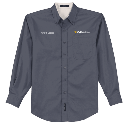 Port Authority Mens Easy Care Long Sleeve Shirt -- Steel Grey / Light Stone