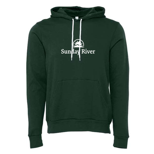 Sunday River Logo 1 White Ink --Pullover hooded sweatshirt Forest