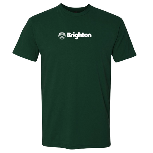 Brighton Logo 1 White Ink -- Short Sleeve Forest Green
