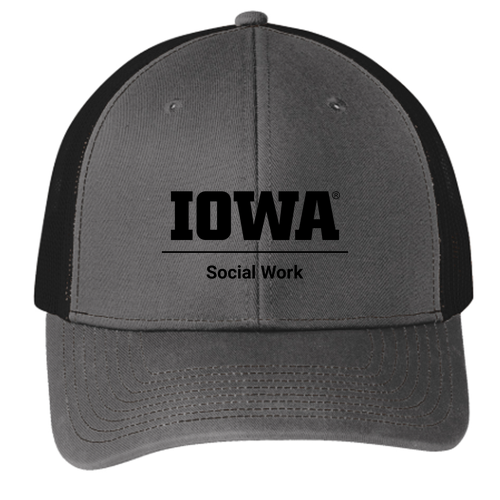Port Authority Snapback Trucker Cap -- Grey Steel / Black