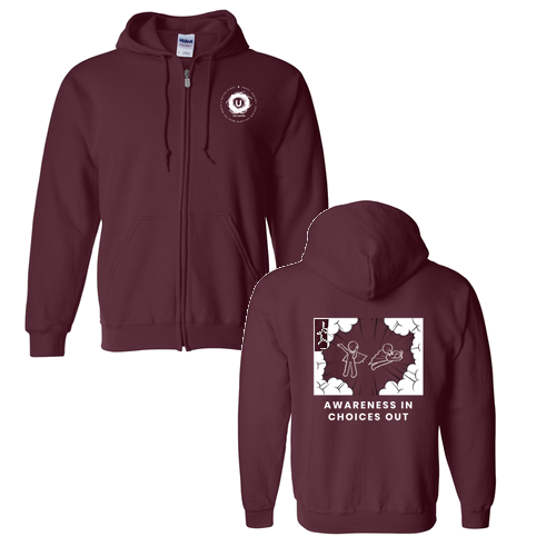 Mens/Unisex Gildan Full Zip Hooded Sweatshirt -- Maroon