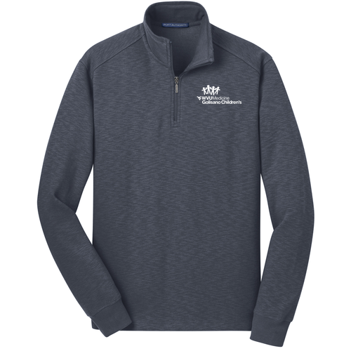 Screen Printed Port Authority Slub Fleece Quarter Zip Pullover -- Slate Grey