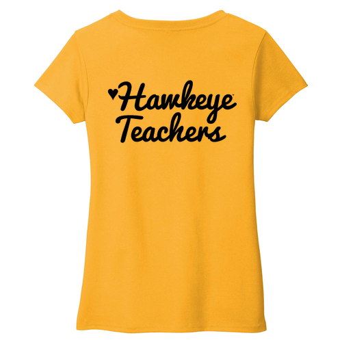 Hawkeye Teachers District Womens Re-Tee V-Neck -- Maize Yellow