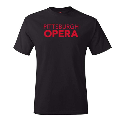 Hanes Authentic Short Sleeve T-Shirt -- Black with Red Print