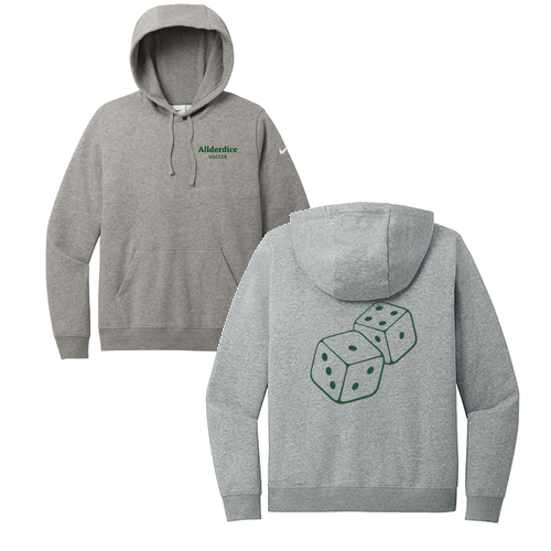Nike Ladies Club Fleece Sleeve Swoosh Pullover Hoodie -- Dark Grey Heather