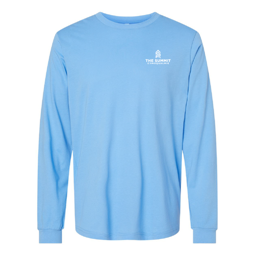 The Summit at Snoqualmie Logo 2 White Ink -- Longsleeve Carolina Blue